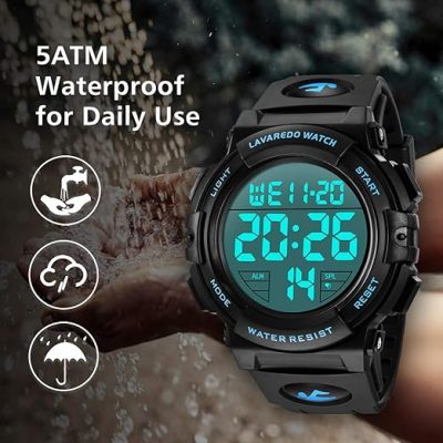 Men’s Digital Sports Watch – 5 ATM Waterproof Outdoor Chronograph with LED Backlight, Alarm & Date
